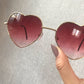 Ladies Heart Shaped Sunglasses metal Women Fashion Rimless LOVE Clear Ocean Lenses Sun Glasses Oculos UV400