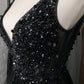 Sexy V-Neck Long Prom Beaded Crystal High Splits Backless A-Line Formal Dress