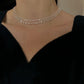 925 Sterling Silver Sparkling Clavicle Chain Choker Necklace Fine Jewelry