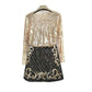 Fashion Heavy Craft Nail Bead Long Sleeve Sequin Shirt With Buttocks And Skirt 2pcs Set