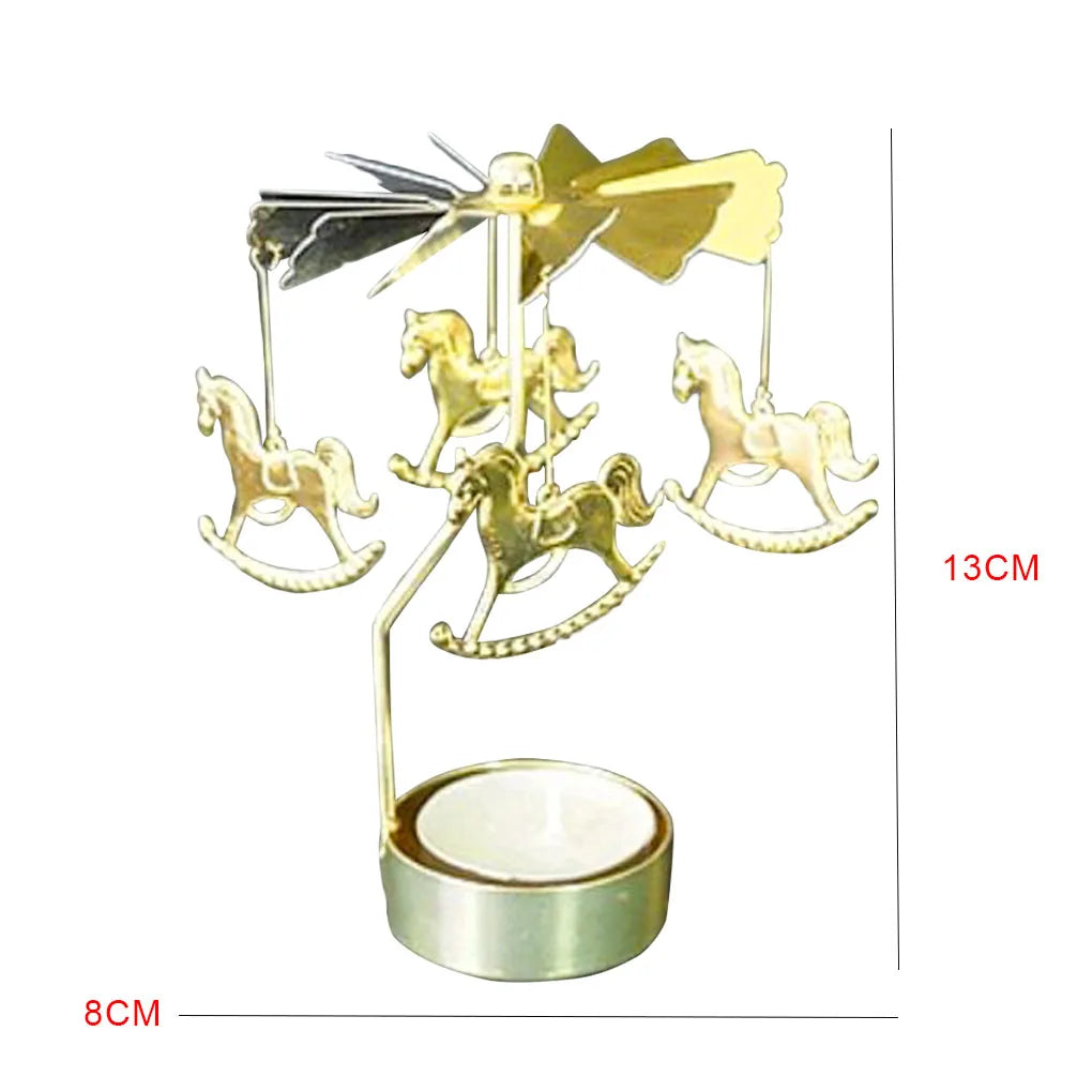 Rotating Spinning Candle Holder Home Decoration Metal Tealight Candlestick