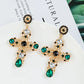 Vintage Crystal Cross Drop Earrings Baroque Bohemian Large Long Earrings