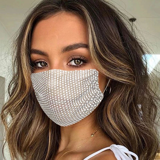 Women Fashion Face Mask With Rhinestone Elastic Reusable Washable Masks