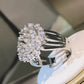 925 sterling silver glittering zircon dandelion ring three claw zircon ring