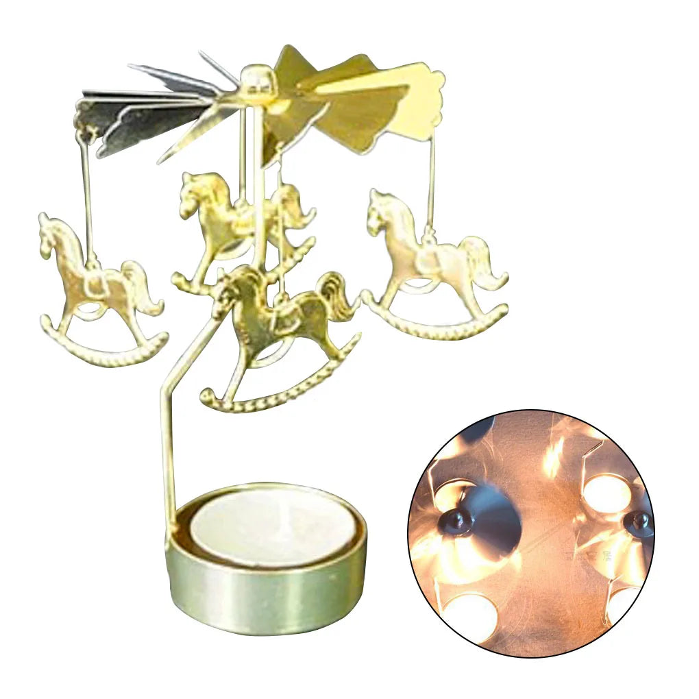 Rotating Spinning Candle Holder Home Decoration Metal Tealight Candlestick