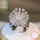 925 sterling silver glittering zircon dandelion ring three claw zircon ring