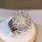 925 sterling silver glittering zircon dandelion ring three claw zircon ring