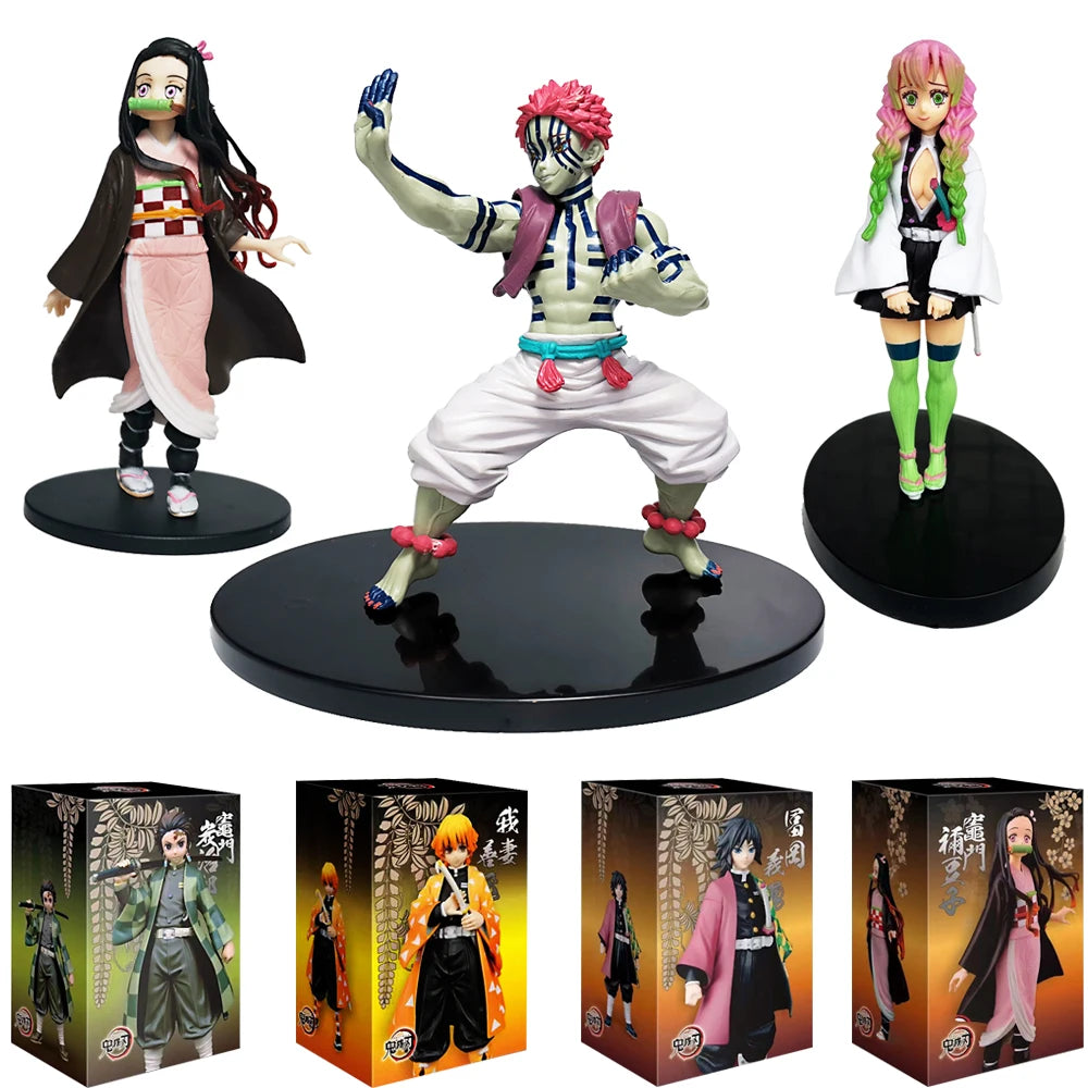 Anime Kamado Tanjirou Nezuko Demon Slayer Figure Action Figures PVC Model Toys Zenitsu Figurine Inosuke Kimetsu No Yaiba Figura