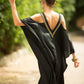 Sexy Cold Shoulder V Neck Bats Sleeve Loose Summer Beach Dress Plus Size Women Beachwear Kaftan Black Dresses