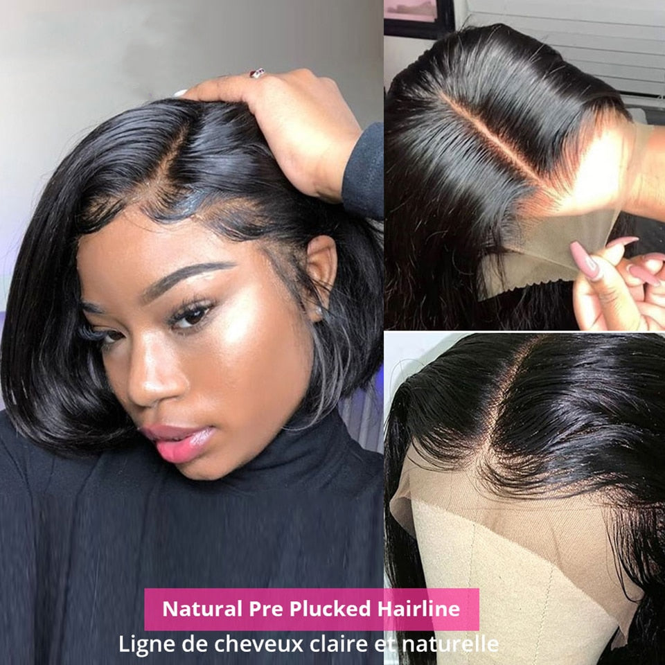 Straight Lace Front Wig Peruvian Hair Bob Lace Front Wigs Short Bob Wig 100% Humain Hair Frontal Wig For Women