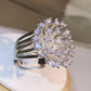 925 sterling silver glittering zircon dandelion ring three claw zircon ring