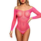 Summer Sexy Lingerie Rhinestones Slash Neck Sexy Teddy Bodysuit Temptation Mesh Full Sleeve Backless Slim Transparent Body Suits