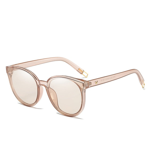 Fashion Color Luxury Flat Top Cat Eye Elegant Sunglasses Woman Oculos De Sol Men Twin Beam Oversized Sun Glasses UV400