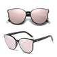 Fashion Color Luxury Flat Top Cat Eye Elegant Sunglasses Woman Oculos De Sol Men Twin Beam Oversized Sun Glasses UV400