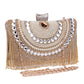 Rhinestones Tassel Clutch Diamonds Beaded Metal Evening Bags Chain Shoulder Messenger Purse Evening Bags Wedding Bag