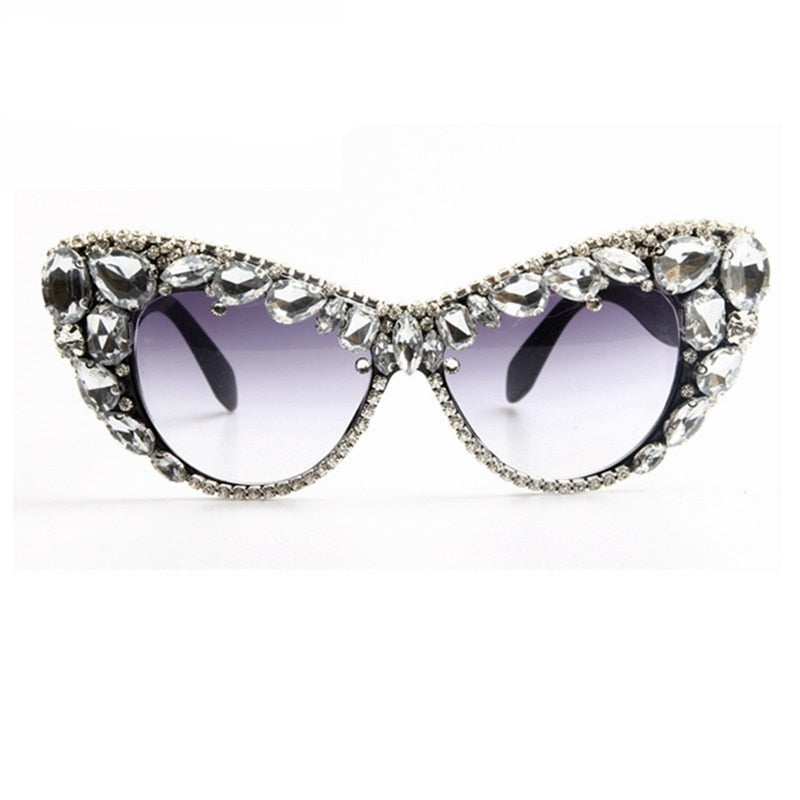 Cat eyes Sunglasses Oversized Sun Glasses Luxury Crystal Retro Shades For Women