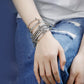 Metal Beads Charm Leather Bracelets Crystal Chain Bohemian Multilayer Wrap Bracelet Jewelry