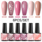 6/8pcs Gel Nail Polish Set Nude Pink Gel Varnishes Kit Glitter Soak Off Uv Led Gel Semi Permanent Nail Art Gel Lacquer