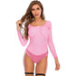 Summer Sexy Lingerie Rhinestones Slash Neck Sexy Teddy Bodysuit Temptation Mesh Full Sleeve Backless Slim Transparent Body Suits