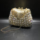 Women Gold Color Flower Rhinestones Clutch Bags Crystal Evening Purse Stones Metal Clutches Small Minaudiere Handbag Wedding Bag