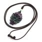 Natural Reiki Fluorite Crystal Colorful Nine Tailed Fox Pendant Hand Carved Stone Adjustable Rope Chain Necklace