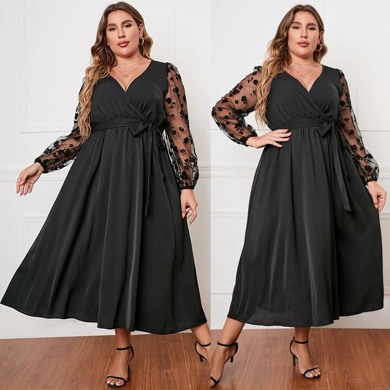 Autumn Long Sleeves plus Size Dress Long Sleeve Loose plus Size Dress