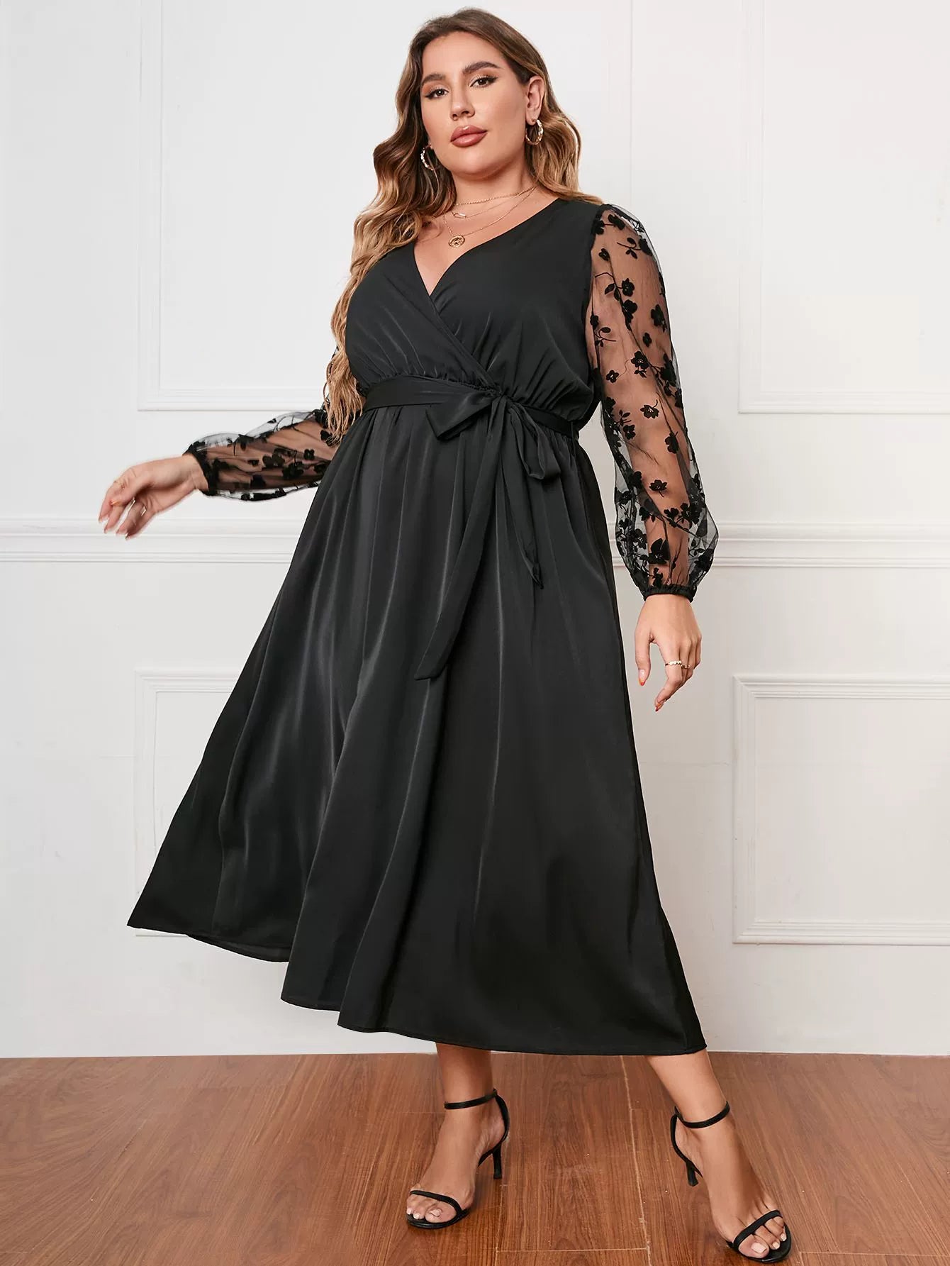 Autumn Long Sleeves plus Size Dress Long Sleeve Loose plus Size Dress