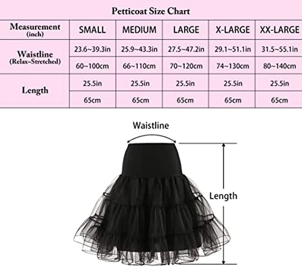 Women's Vintage Tulle Petticoat Half Slip Tutu Underskirt