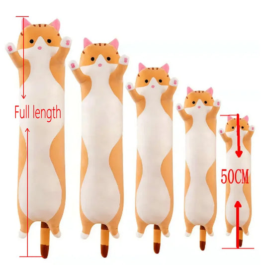 10 Styles 50-150cm Long Cat Plush Toys Stuffed Soft Pause Office Nap Doll Bed Sleepping Pillow