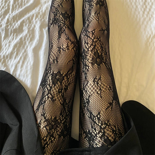 Women Rattan Sexy Stockings Club Party Anti-Snagging Flowers Tights Calcetines Fish Net Stocking Fishnet Mesh Lace Pantyhoses