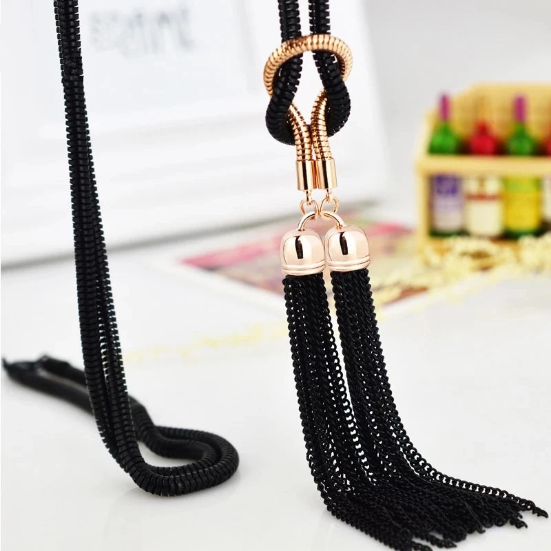 Fashion Pendant Necklace Tassel Long Winter Sweater Chain Necklace