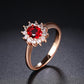 Classic Red Crystal Wedding Rings Bridal Beautiful Rose Gold Color Zirconia Engagement Ring