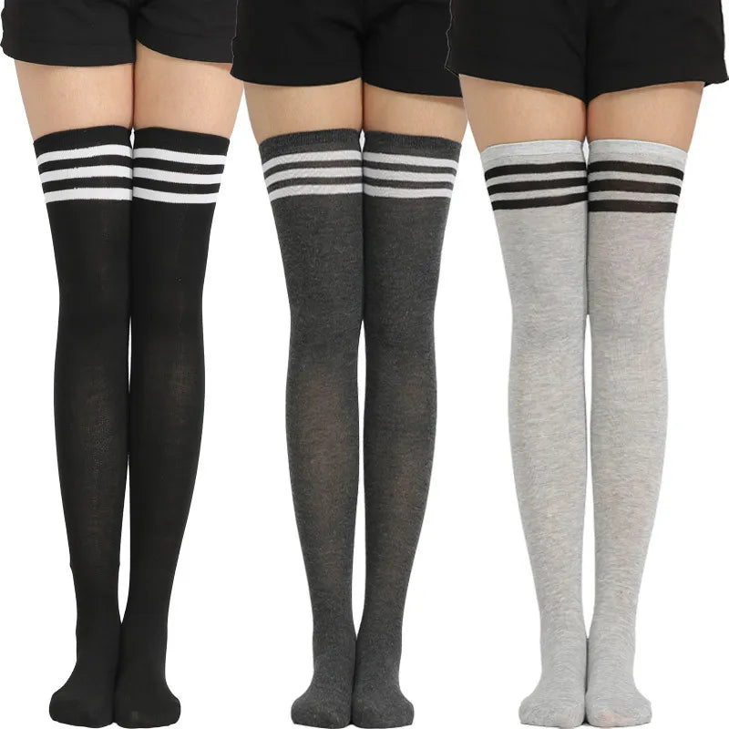 Black White Striped Long Socks Women Sexy Over Knee Thigh High Socks Over The Knee Stockings Ladies Girls Warm Long Tube Socks