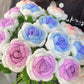 Knitting Flower Rose Tulips Daisy Single Bouquet Simulation Flower Home Decoration Wedding Hand-Knitted Crochet Fake Floral