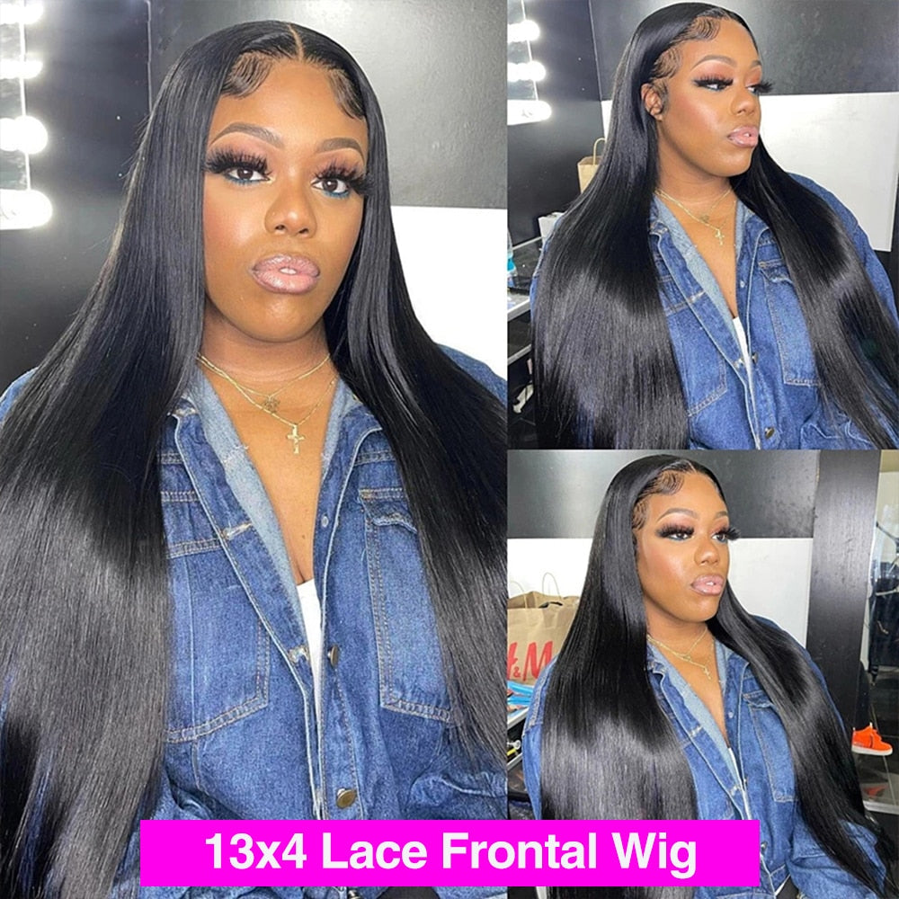 HD Transparent 360 Lace Frontal Wig 4x4 Lace Closure Wig Straight 13x6 Lace Front Human Hair Wigs