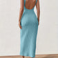 Solid Backless Tank sexy backless mid-length knitted sleeveless dress