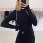 Long Sleeve Ruched Bodycon Dress Women Turtleneck Bandage Mini Dresses Autumn Black Skinny Stretchy Party Vestidos