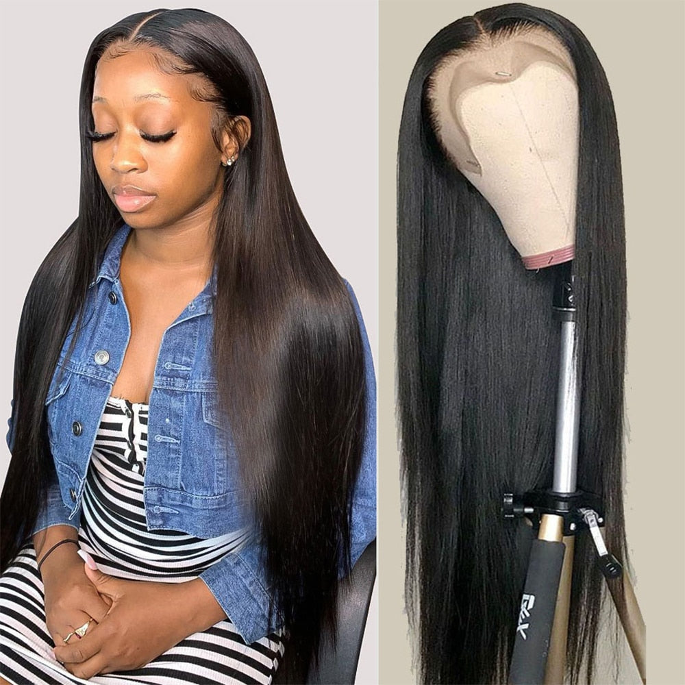 HD Transparent 360 Lace Frontal Wig 4x4 Lace Closure Wig Straight 13x6 Lace Front Human Hair Wigs