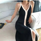 V-neck Maxi Sexy Sling Sleeveless Knitted Long Dress