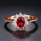 Classic Red Crystal Wedding Rings Bridal Beautiful Rose Gold Color Zirconia Engagement Ring