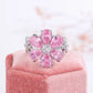 Exquisite Colorful Zircon Ring Pink Flowers Engagement Ring Jewelry Peach Blossom Ring