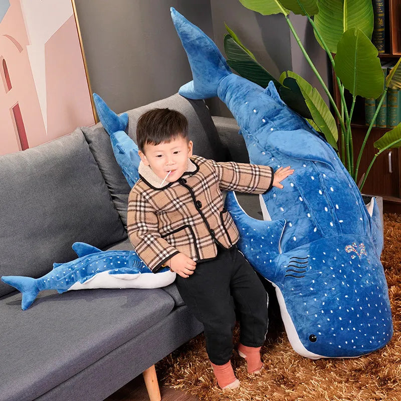 1pc 55cm Cartoon Simulation Blue Whale Plush Toy Stuffed Soft Creative Animal Whale KUN Dolls Cushion