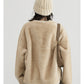 Women's Jacket Loose Casual Solid Overcoat New Female Plush Coat V-neck Outerwear Autumn Winter