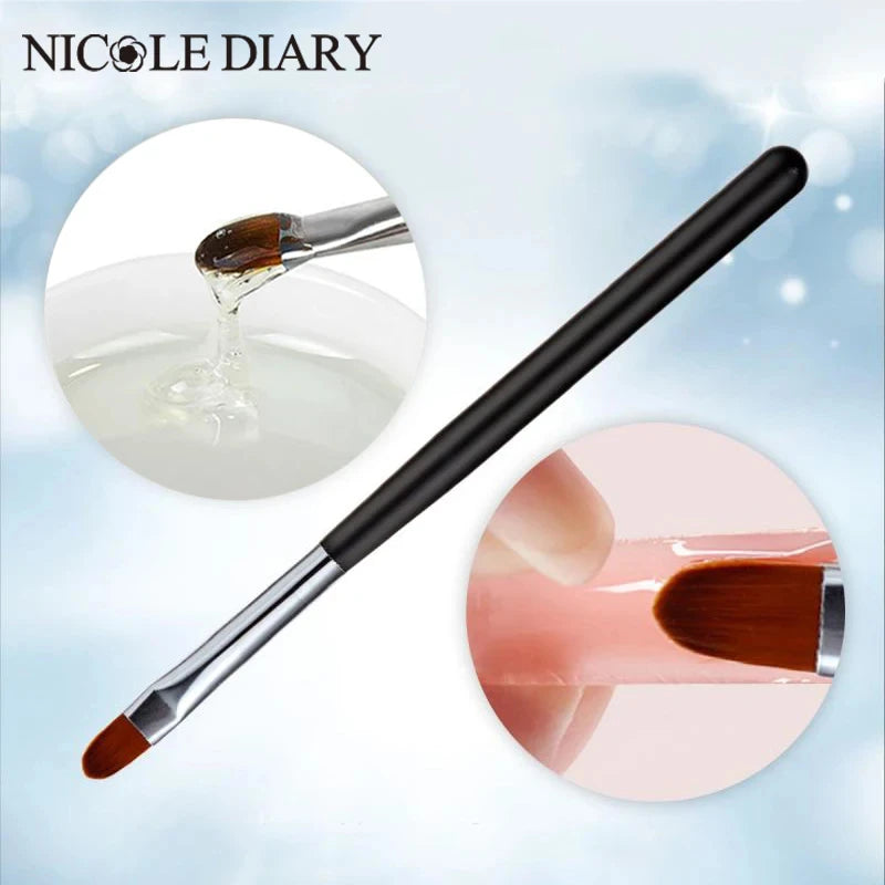 1Pc Nail Art Brush Black Handle Pattern Acrylic UV Gel Extension Coating Drawing Painting Pen DIY Manicure Accessories Nail Tool