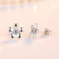 925 Sterling Silver Jewelry Crsytal Zircon Flower Stud Earrings