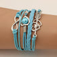 Leather Bracelets Wrap Infinity Love Heart Pearl Friendship Antique  Charm Bracelet