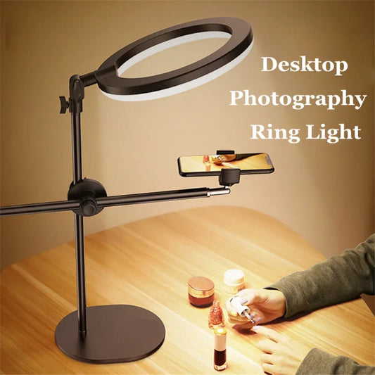 Phone Holder Ring Lamp Retractable Stand Light LED Selfie Ring Light Professional Desk Lamp