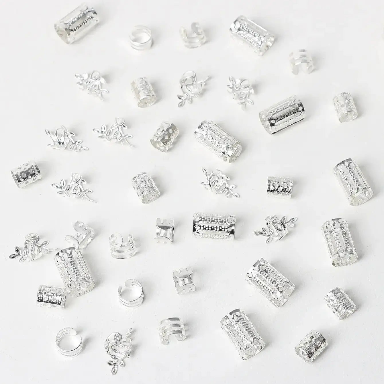 40pcs/set Mixed Hair Rings Set, Dreadlocks Beads Hair Braid Rings Clips