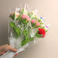 30cm Handmade Knitted Flower Artificial Rose Cotton Yarn Crochet Fake Bouque Home Decoration