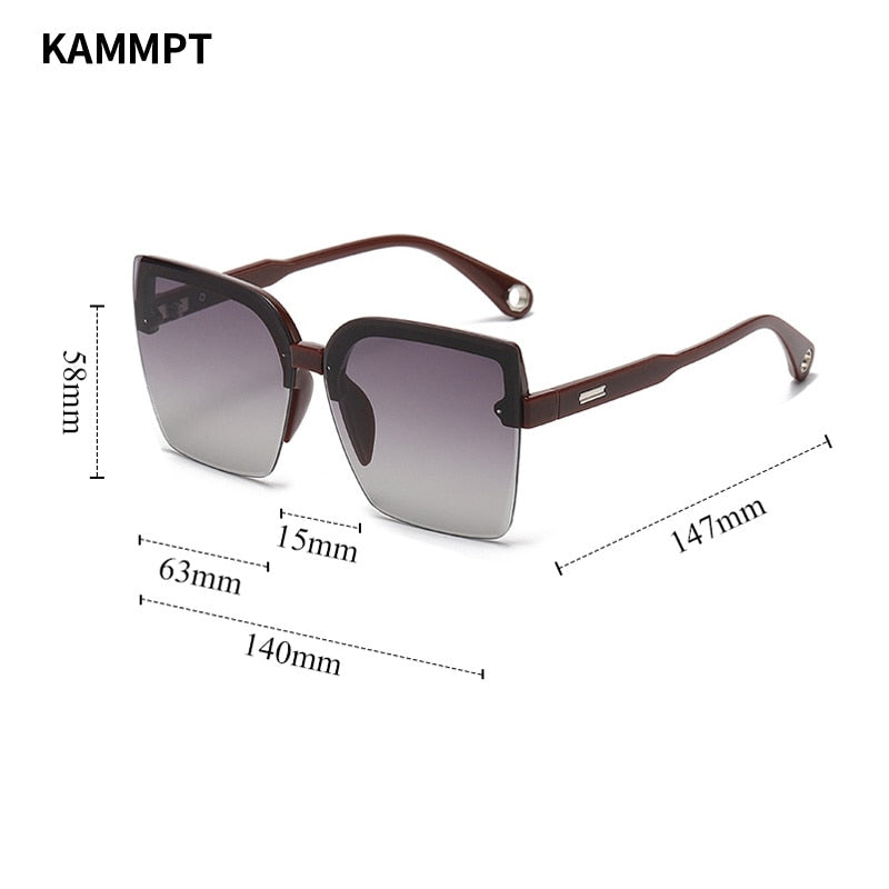 Oversized Sunglasses Man Woman Fashion Rimless Vintage Square Sun Glasses Eyewear Luxury UV400 Female Shades